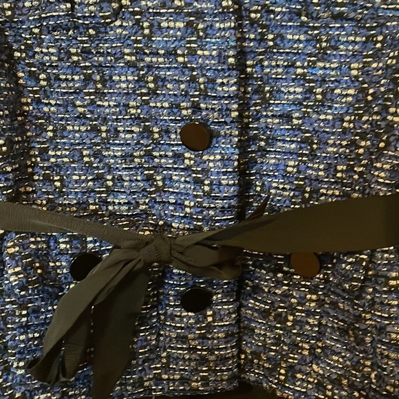 Kate Spade Blue Tweed Ribbon Tie Belt Jacket Blazer - Picture 5 of 9